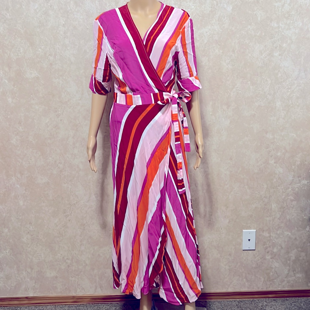 Ipekyol Salmon Pink Wrap Dress Size 12 Run Small